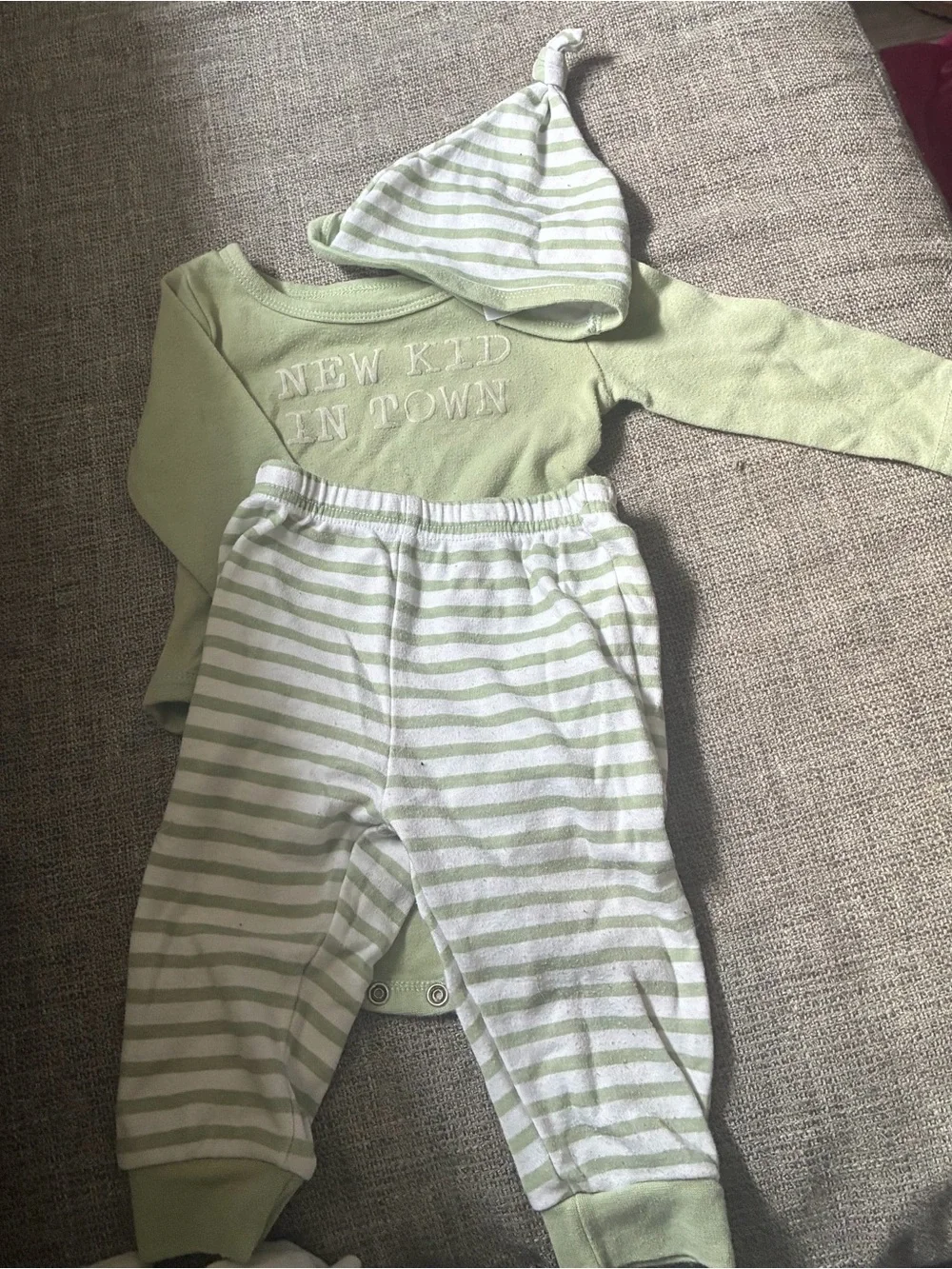 Green Striped Baby Set - New Kid In Town